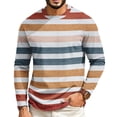 thumbnail image 2 of GrmtClth Shirts for Men Relaxed Fit Striped Raglan Long Sleeve Crew Neck Pullover Multi Color Spring Fall Weekend Street Tops Orange XL, 2 of 5