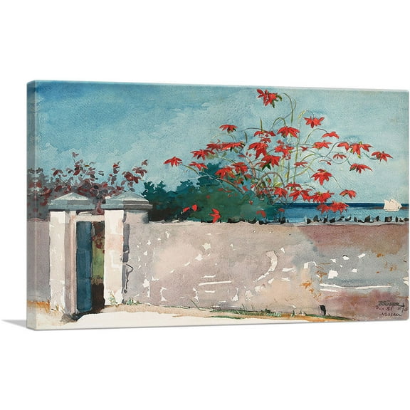 ARTCANVAS A Wall - Nassau 1898 Canvas Art Print by Winslow Homer - Size: 18" x 12" (1.50" Deep)