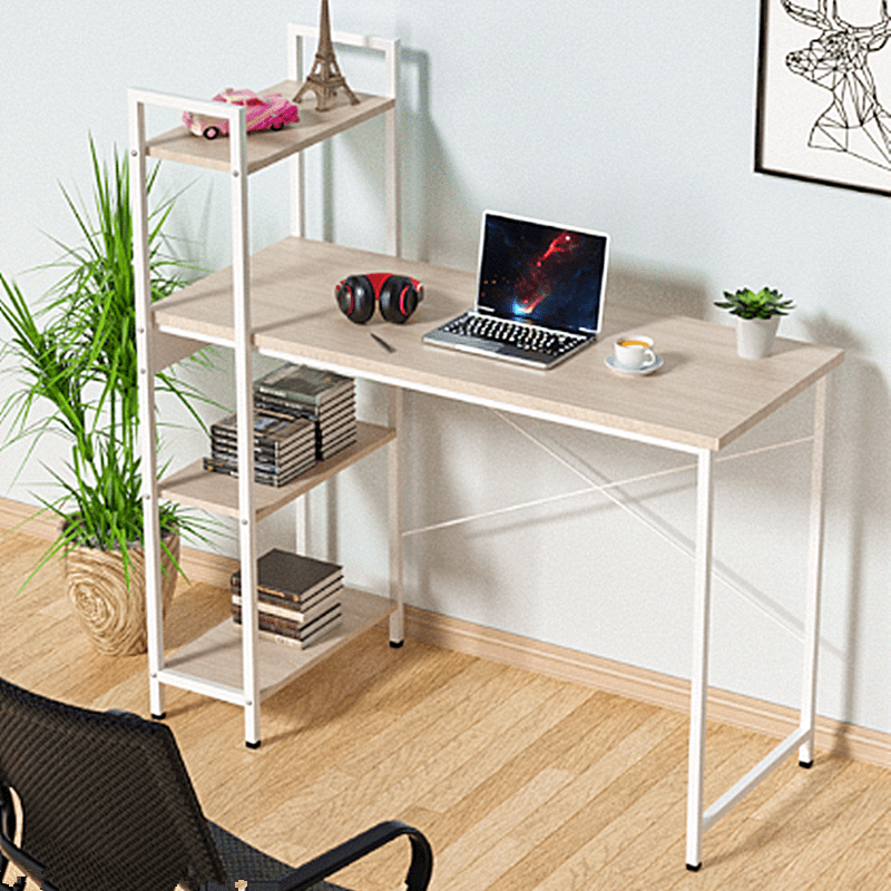 Writing Computer Desk Modern Simple Study Industrial Style With 3 Tier Bookshelf Com Writing Computer Desk Modern Simple, Desk With Storage Under 100
