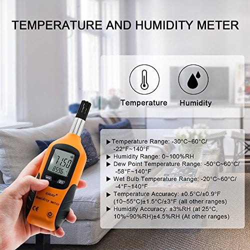 Eray Digital Psychrometer Hygrometer Thermometer Temperature and Humidity Meter for sale online 