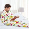thumbnail image 6 of Disketp Strawberry and Lemon Mens Pajama Set, Soft Warm Long Sleeve Sleepwear, Cozy Button-Down Pjs for Men-X-Large, 6 of 7