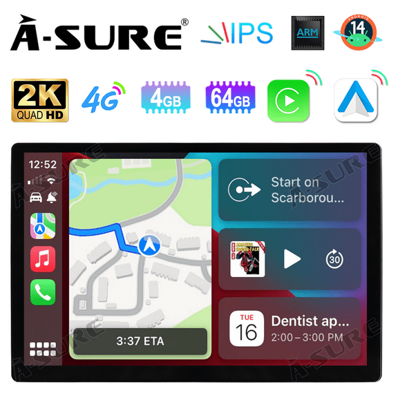 Asure 13.1" 4 64G Car Stereos For Jeep | Dodge | Chrysler with Android Auto and CarPlay Radio/BT 5.0