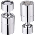 thumbnail image 1 of Kitchen Sink Faucet Aerator Dual Brass Swivel Ball 80 Big Angle Adjustable 2 Spray Function Soft Bubble Stream/Strong Sprayer Faucet Tap Aerator Replacement Chrome - 1.8GPM/FM22, 1 of 5