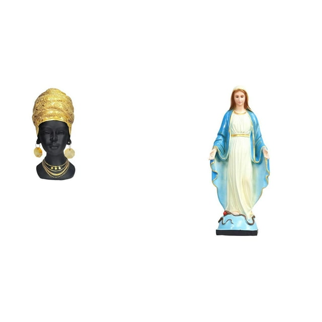 Estatua de mujer africana,Estante de oficina con estatua de mujer africana,Adorno de figura de resina delicado para el hogar,Estatua católica,Colección de estatuas y figuras religiosas