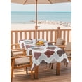 thumbnail image 2 of Outdoor Tablecloth with Umbrella Hole for Patio/Picnic/Party/Camping, Moroccan Geometric Waterproof Table Cloth Rectangle Table Cover Washable, Vintage Boho Rhombic Pattern Red Gray (60"x 102"), 2 of 8