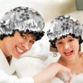 thumbnail image 6 of Shower Caps,Pioneer Flower Floral Print Pattern Waterproof Shower Cap for Women 4 Pieces,Double Reusable Hair Cover for Shower PEVA Elastic Stretch Hem, 6 of 7