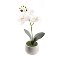 thumbnail image 2 of Orquídeas artificiales, flores de tacto real, arreglos florales grandes en macetas, centros de mesa artificiales para el hogar, sala de estar, baño, cocina, decoración (blanco, 2 of 4