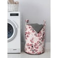 thumbnail image 3 of Floral Laundry Bag, Nature Inspired Blush Hazy Flowers on Tree Branches Romantic Season Art Design, Basket with Handles Drawstring Closure for Laundromats, 13" x 19", Rose Ruby Black, by Ambesonne, 3 of 4