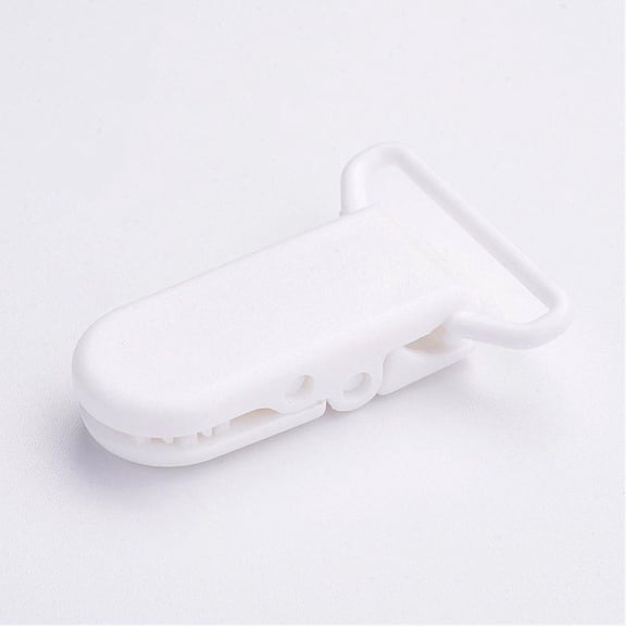 100 pc Eco-Friendly Plastic Baby Pacifier Holder Clip White 43x31x9mm