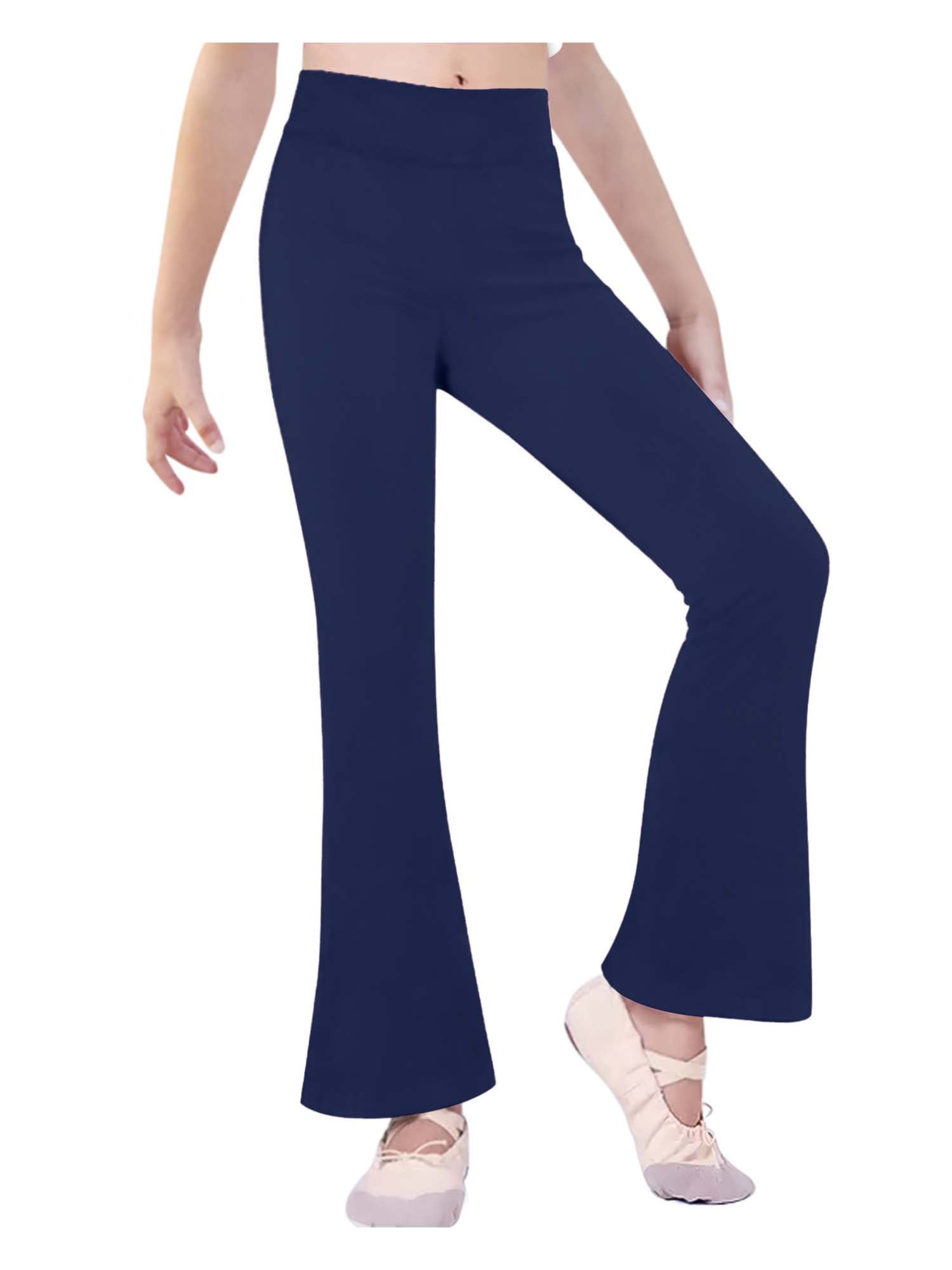 Girls Yoga Pants High Waist Stretch Size 89 Years Old Dark Blue