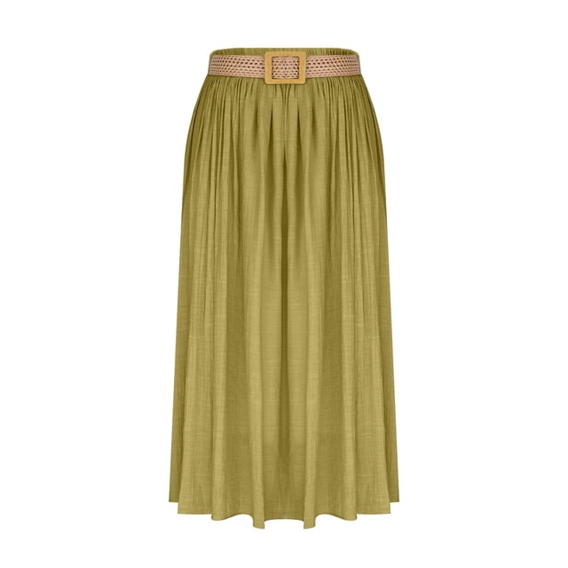 Jupes à Taille Élastique pour Femmes Jupe Décontractée Évasée Longueur Cheville en Polyester Longueur Régulière 1 Pce