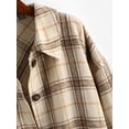 thumbnail image 5 of ZAFUL Women Casual Wool Blend Plaid Thin Shirt Light Coffee S, 5 of 6
