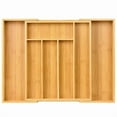 thumbnail image 2 of 3pcs Expandable Bamboo Kitchen Drawer Organizer – Adjustable Cutlery Tray for Utensils, Silverware, and Flatware – 5 to 7 Slots Bamboo Drawer Divider for Kitchen Storage (Natural Wood), 2 of 7
