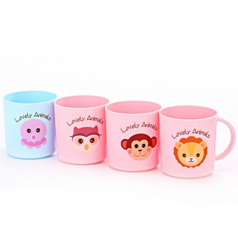 Jolly 4PCS 200ml Child Milk Cup Animal Head Portrait Drinking Water Plastic  Cups Baby Training Learning Drink Cup Juice Cup 