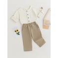 thumbnail image 3 of Coduop Toddler Baby Boy Outfits Set Roll Up Short Sleeve Button Down Shirt and Pants Set Clothes, 3 of 9