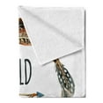 thumbnail image 2 of Feather Soft Flannel Fleece Blanket, Watercolor Wreath Bird Feathers Circle with an Arrow Wild and Free Concept, Cozy Plush for Indoor and Outdoor Use, 50" x 60", Brown Orange Blue, by Ambesonne, 2 of 5