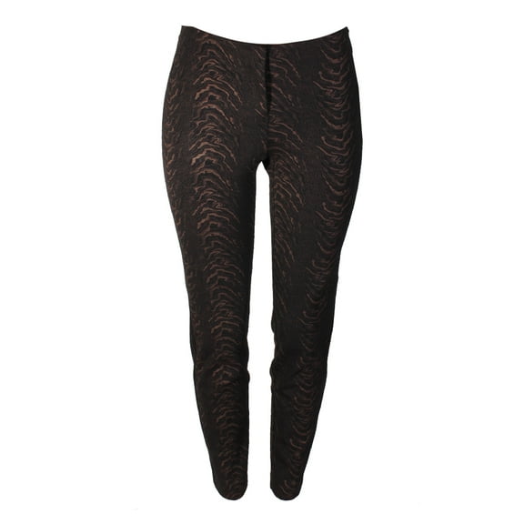 Alfani Womens Prima Black Gold Foil-Print Slim-Leg Pants 2
