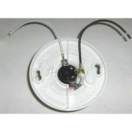 3' Base - Allied Moulded Products LH-12WP 1-Piece Fixture Incandescent Lampholder With 3 ft Pull Cord Medium Base 250 Volt White