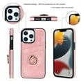 thumbnail image 2 of Dteck For iPhone 13 Pro Max,Shockproof Artificial Leather Ring Holder Stand Card Slot Case Cover,Pink, 2 of 8