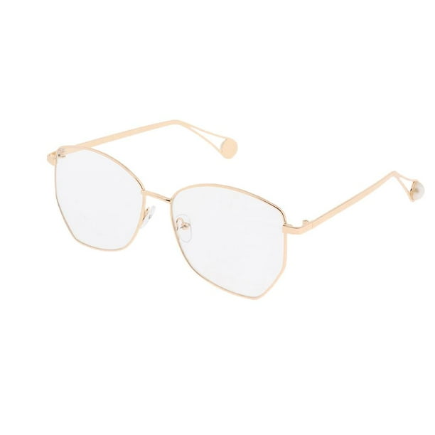 Gafas clasicas retro con lentes transparentes y marco de metal a la moda para hombres y mujeres dorado Yuyangstore marcos de anteojos para mujeres Bodega Aurrera en linea