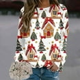 thumbnail image 2 of Women's Funny Christmas Print Sweatshirt Autumn Winter Casual Round Neck Long Sleeve Hoodless Pullover Top, 2 of 2
