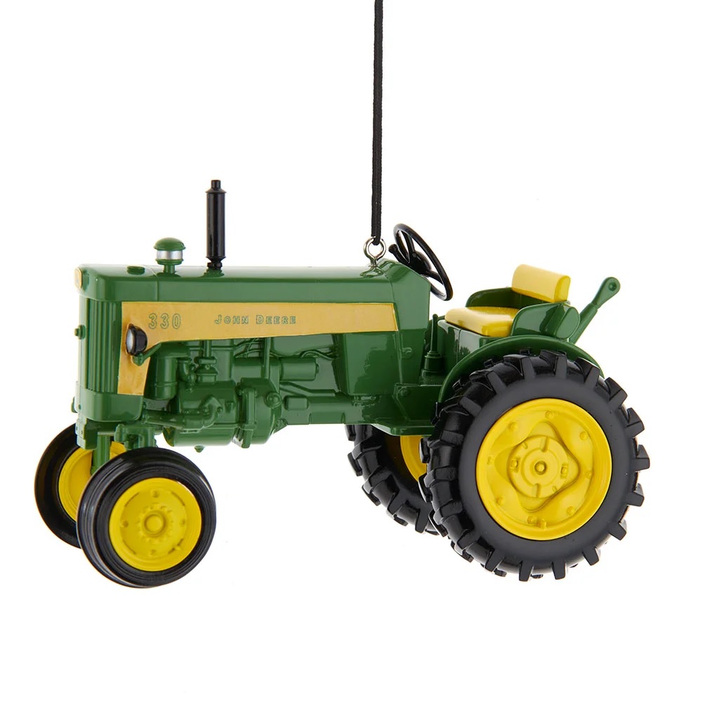 KSA Pack of 12 Green and Yellow John Deere Tractor Christmas Ornaments
