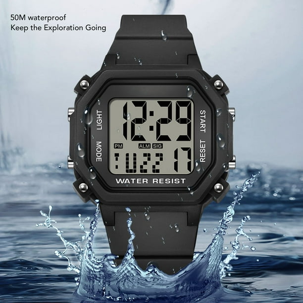 Reloj Digital Cronometro Luminoso Alarma Cronografo Reloj Deportivo Al Aire Libre Resistente Al Agua Hasta 50 M Resistente A Golpes Y Caidas Con Pantalla HD Grande Reloj Walmart en linea