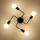 thumbnail image 4 of Lámpara de techo moderna, lámpara de techo de metal industrial, 4 lámparas, lámpara de techo LED E27, lámpara colgante moderna de araña negra para sala de estar, dormitorio, cocina, sin bombillas, 4 of 6