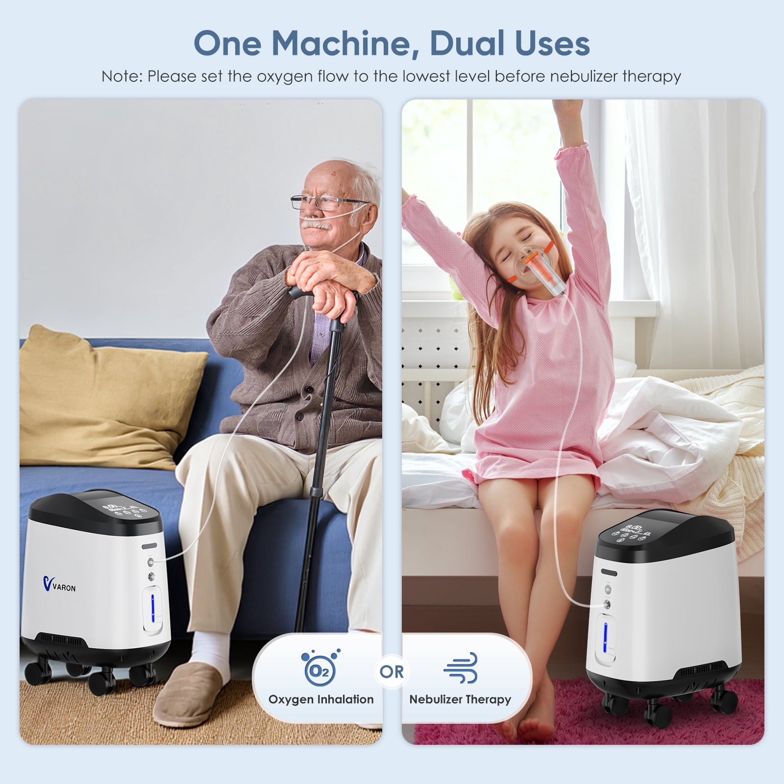 YANGKING Upgraded 1-9L Tube Machine 90% Out Portable OO2 Concentrator for Travel Home Use&wheels
