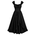 thumbnail image 2 of FNFYFH Renaissance Corset Dress for Women Medieval Costume Dress Vacation Pirate Goth Dresses Flowy Milkmaid Sundress, 2 of 7