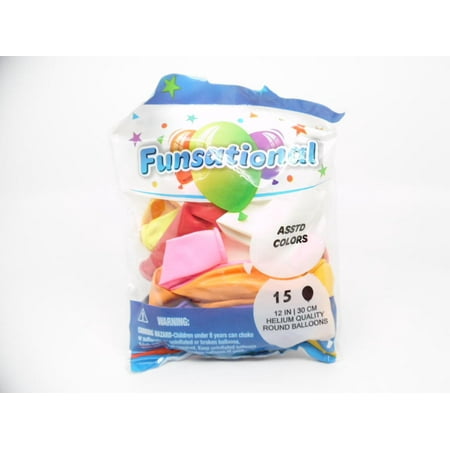 Photo 1 of [9x] Funsational Assorted Colors 12" Balloons Helium Quality Round Latex - 12ct & 15ct - ASSORTED PACKS