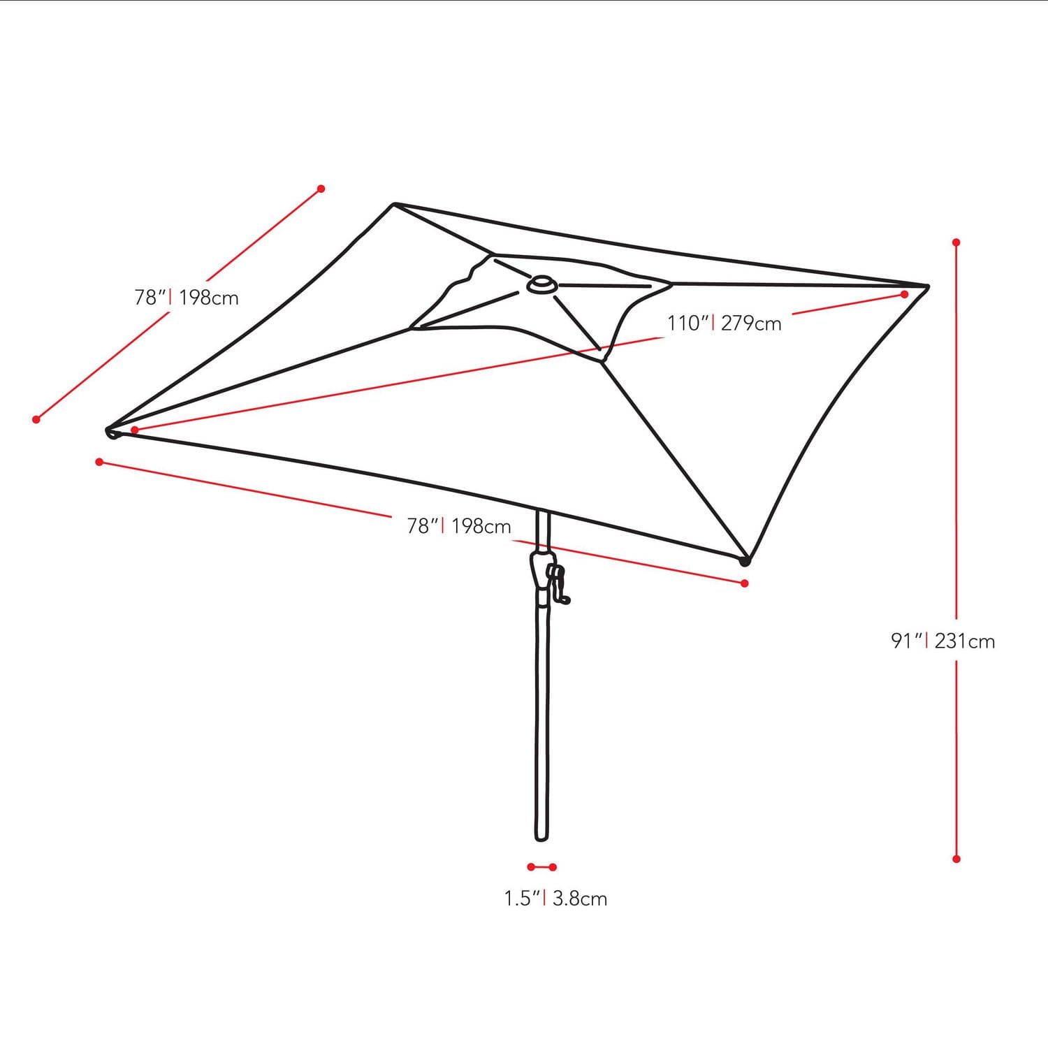 Parasol d'extérieur inclinable en tissu durable de 2 m x 2 m avec cadre en acier CorLiving