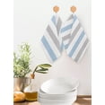 thumbnail image 2 of Light Blue Grey Stripe Kitchen Dish Towels for Drying Dishes Set of 2, Modern Farmhouse Vertical Striped Waffle Weave Microfiber Hand Tea Bathroom Towels Quick Dry & Absorbent Towel 12x12, 2 of 7