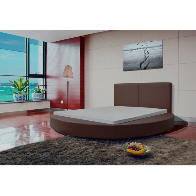 Greatime B1159 Modern Round Shape Platform Bed, King, Brown