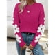 thumbnail image 4 of Suéteres de Cuello Redondo, Larga y Hombros Caídos con Estampado Floral para Mujer. Rosa Roja S, 4 of 10