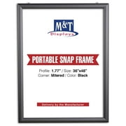 M&T Displays Portable Snap Frame, Poster Size, 1.77" Profile with White Backing and Anti-Glare Pet Cover (36x48, Black)