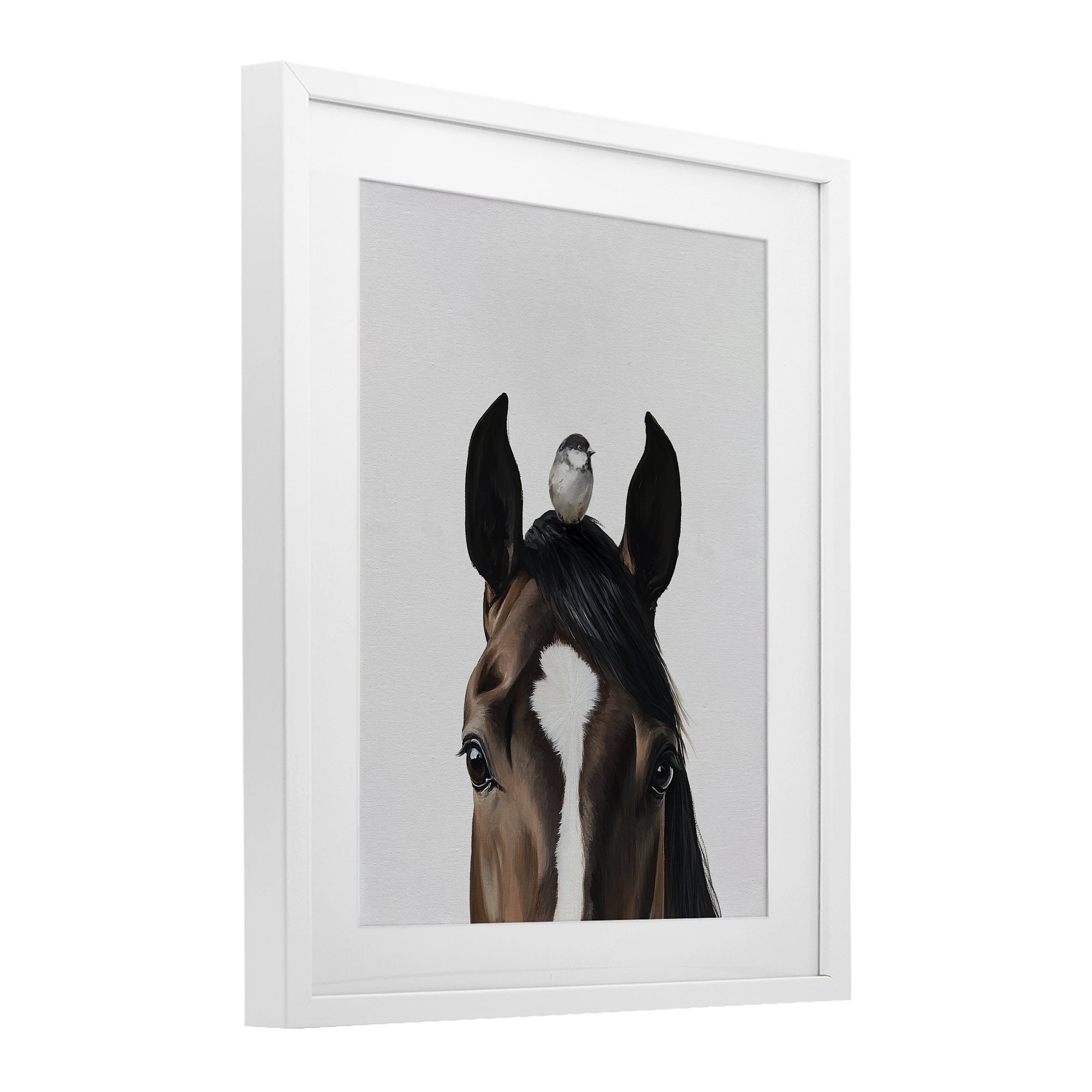 Stupell Industries Quiet Companion Horse & Bird White Framed Print Under Glass, design by Svetlana Aleynikova