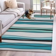thumbnail image 2 of Hallway Runner Rugs 2.7x5 Ft, Blue Green Striped Non Slip Area Rugs for Kitchen Bedroom Entryway, Modern Stripes Art Watercolor Washable Carpet Runner Rug Floor Mats for Bedroom Home Decor, 2 of 9
