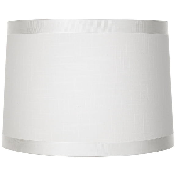 Springcrest Off-White Fabric Medium Drum Lamp Shade 13" Top x 14" Bottom x 10" High (Spider) Replacement with Harp and Finial
