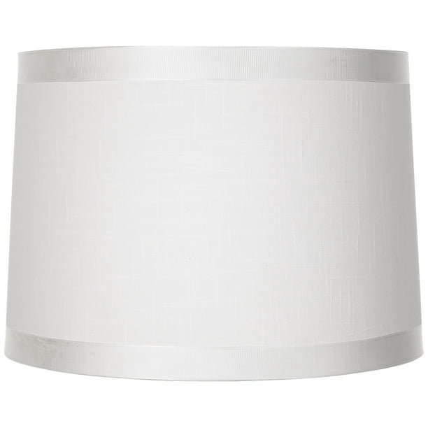 Off White Fabric Medium Drum Lamp Shade 13 Top X 14 Bottom 10 High Spider Replacement With Harp And Finial Bwood, Lamp Shades That Need Harp And Finial