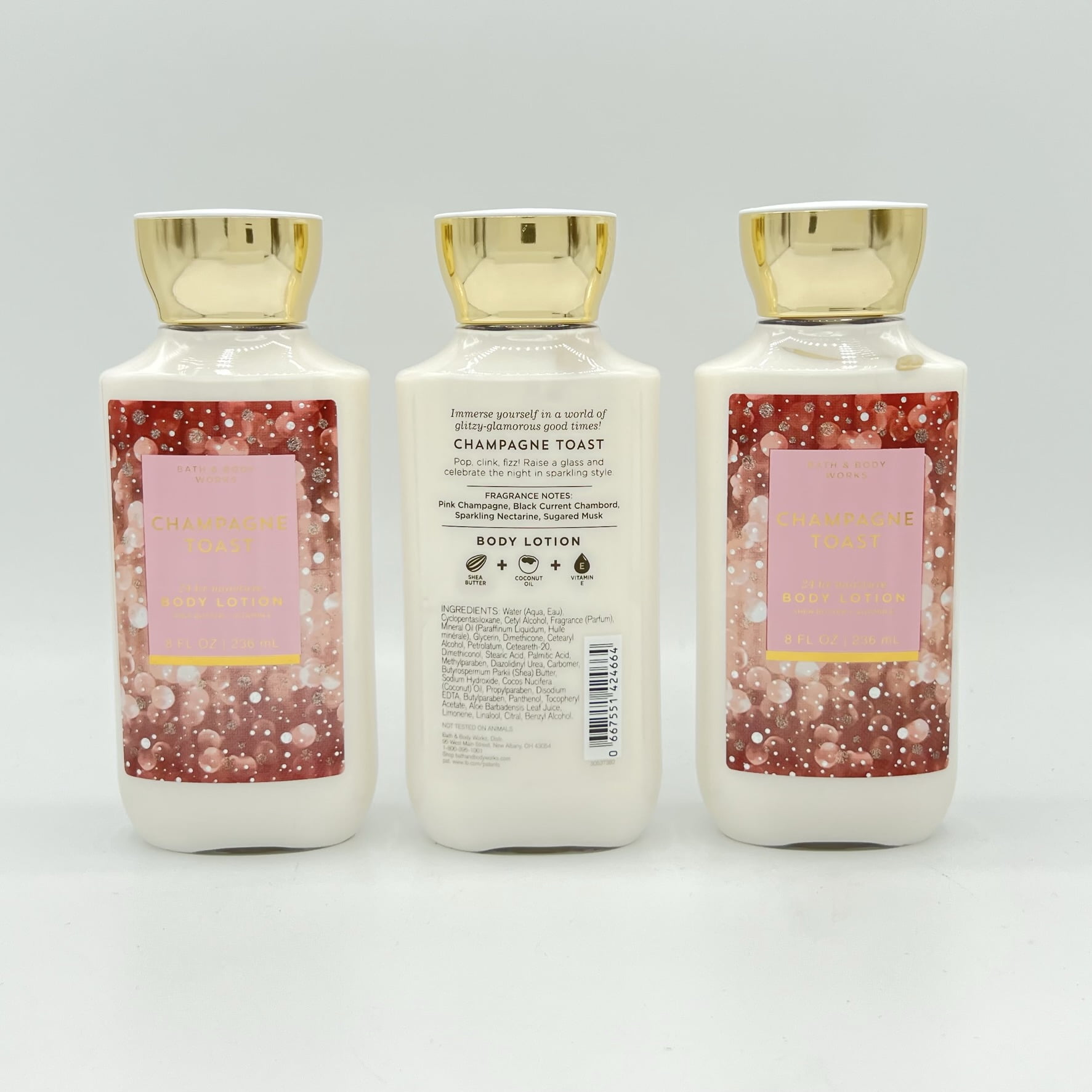 Bath and Body Works Champagne Toast 8oz Body Lotion 3-Pack