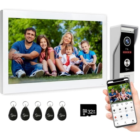 Wired Video Doorbell Apartment Intercom Syatem 10 Inch Full Touch Monitor 1080P Doorbell Camera TUYA WiFi Smart Home Video Intercom Door Phone Kits IC Unlock for Villa Home 32G