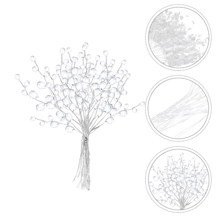 Milisten 60Pcs Crystal Floral Picks White Aluminum Wire Stems for Floral Arrangements