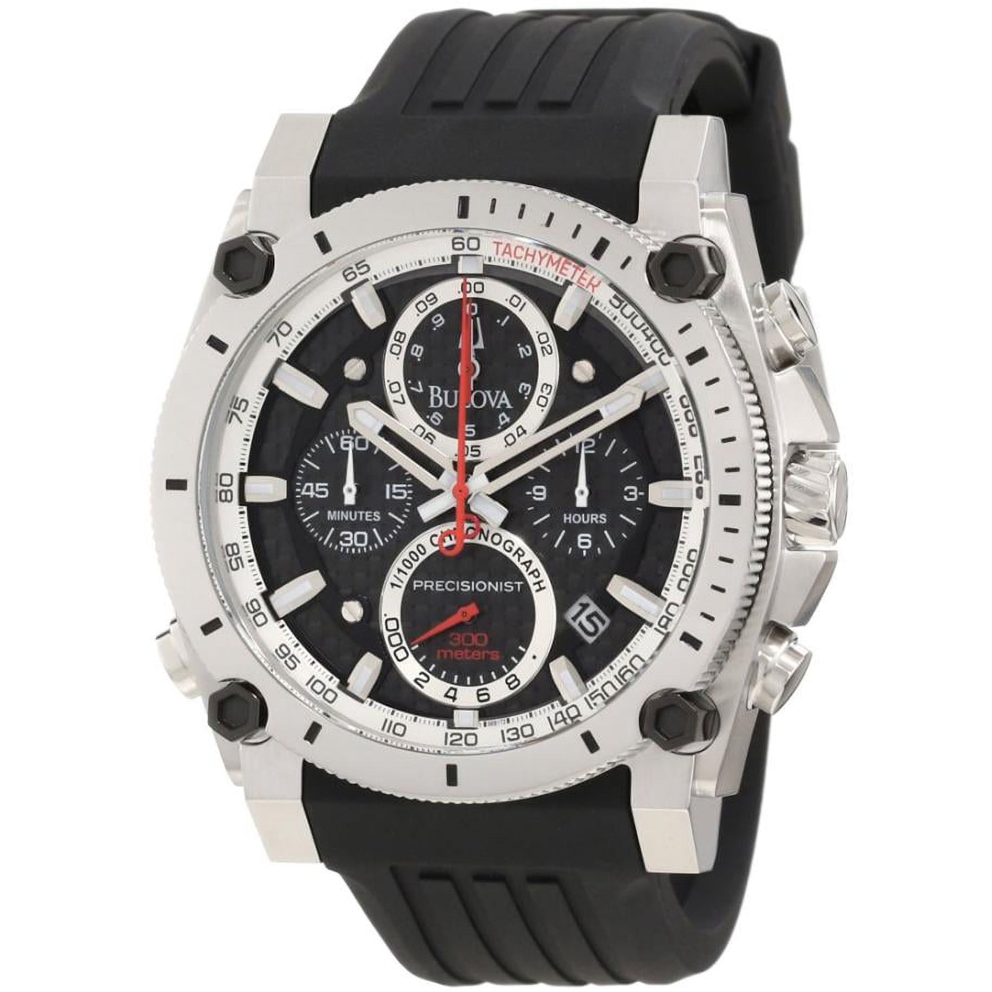 Men's Precisionist 98B172 Black Polyurethane Quartz Watch