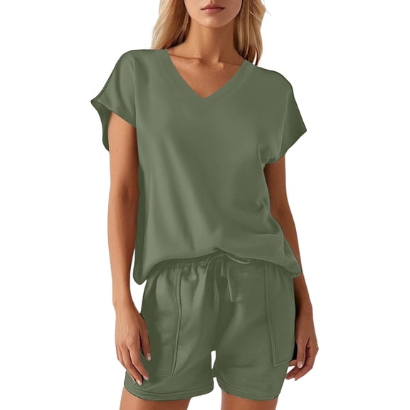 MuXiKeJi Clothes 2 Piece Sets for Women Summer Short Sets Travel Vacation Outfits Cap Sleeve Sweatsuit Side Slit Wide Leg Pants S-3XL