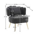 thumbnail image 2 of Accent Chair, Boucle Living Room Accent Chair with Wood Frame and Legs, Upholstered Armchair for Bedroom, Reading Room, Living Room,Black, 2 of 9