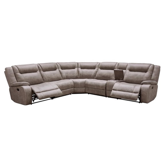 Pemberly Row Contemporary Desert Taupe 6 Piece Reclining Sectional