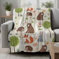 thumbnail image 2 of Brown Bears Blanket Soft Cozy Warm Throw Blanket for Couch, Plush Fuzzy Flannel Fleece Blankets for Sofa, Cartoon Cute Animals Foxes Hedgehogs Forest Bed Blankets Lightweight Gifts for Women, 50"x80", 2 of 9