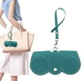 thumbnail image 2 of Soft Leather Sunglass Bag Holder Eyeglasses Case Portable Glasses With Button Clip Wrist Strap, 2 of 9