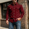 thumbnail image 2 of Button Down Shirt for Men Solid Color Long Sleeved Button Up Lapel Casual Business Shirt for Daily Wear, 2 of 8